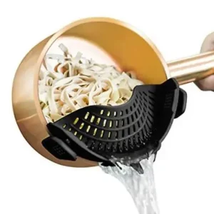 AUOON Clip On Strainer Silicone for All Pots and Pans, Pasta Strainer Clip