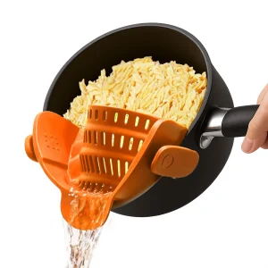 Clip-On Silicone Pasta Strainer Colander for Pots & Pans Heat Resistant