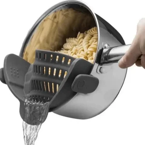 Adjustable Silicone Clip-On Strainer for Pots Pans Bowls Pasta Noodle Drainer