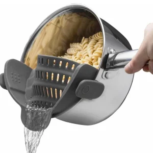 Silicone Pasta Strainer Clip-On Colander for Pots & Pans - Heat Resistant Kitche