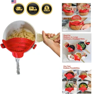 PERFECT PASTA PAL Clip-On Silicone Pot Strainer for Pasta and Vegetables