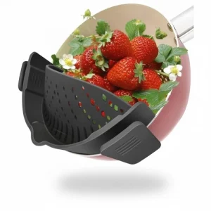 Silicone Food Strainer Clip-On Universal Fits All Pots Drainer for Pasta Rice...