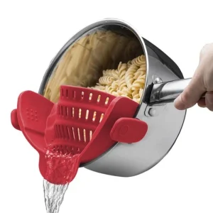 Silicone Kitchen Colander Clip On Pot Strainer Drain Liquid Pasta Veggie Tools